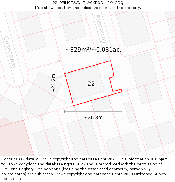 22, PRINCEWAY, BLACKPOOL, FY4 2DQ: Plot and title map