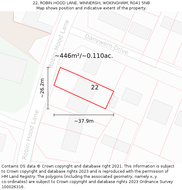 22, ROBIN HOOD LANE, WINNERSH, WOKINGHAM, RG41 5NB: Plot and title map