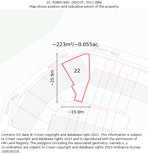 22, ROBIN WAY, DIDCOT, OX11 6BW: Plot and title map