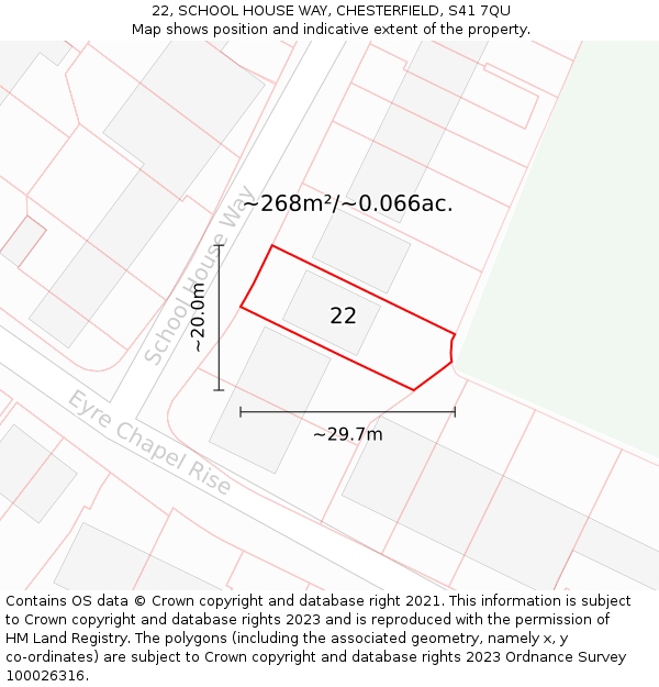 22, SCHOOL HOUSE WAY, CHESTERFIELD, S41 7QU: Plot and title map