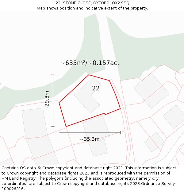 22, STONE CLOSE, OXFORD, OX2 9SQ: Plot and title map