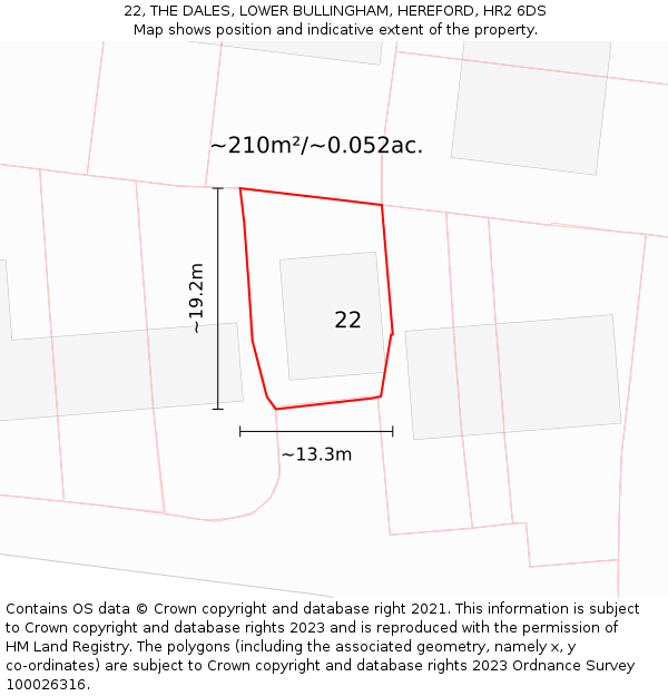 22, THE DALES, LOWER BULLINGHAM, HEREFORD, HR2 6DS: Plot and title map