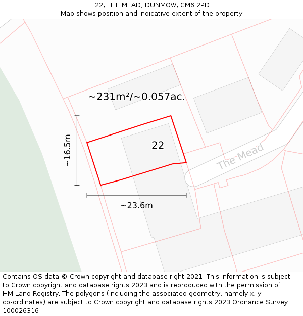 22, THE MEAD, DUNMOW, CM6 2PD: Plot and title map