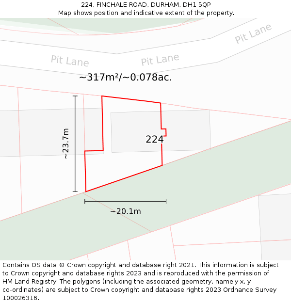 224, FINCHALE ROAD, DURHAM, DH1 5QP: Plot and title map