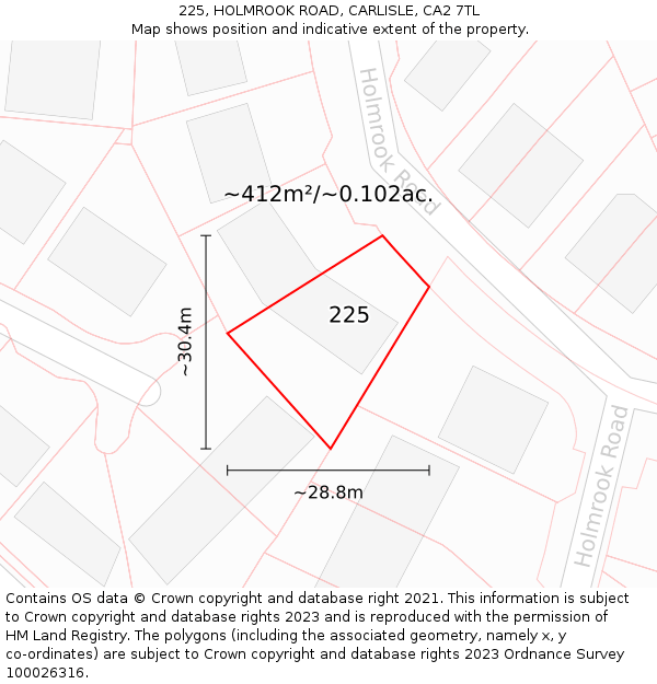 225, HOLMROOK ROAD, CARLISLE, CA2 7TL: Plot and title map