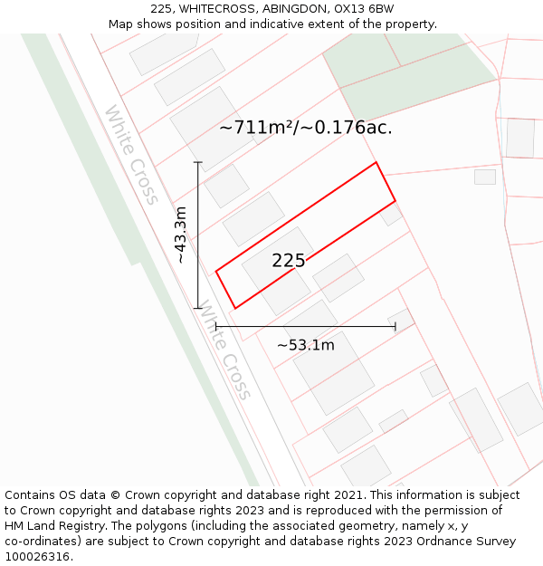 225, WHITECROSS, ABINGDON, OX13 6BW: Plot and title map