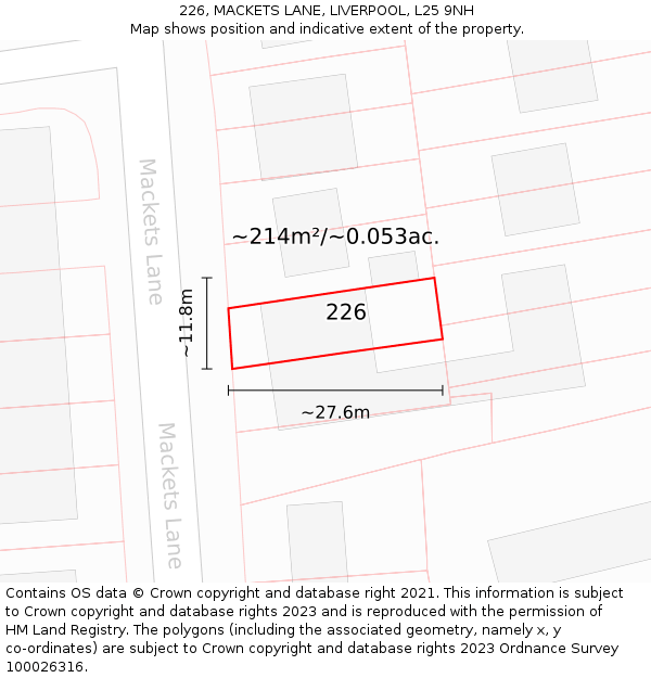 226, MACKETS LANE, LIVERPOOL, L25 9NH: Plot and title map