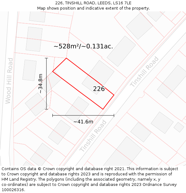 226, TINSHILL ROAD, LEEDS, LS16 7LE: Plot and title map