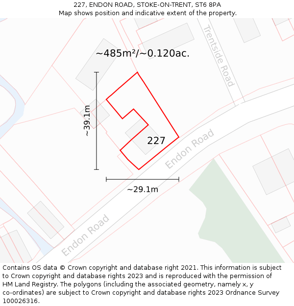 227, ENDON ROAD, STOKE-ON-TRENT, ST6 8PA: Plot and title map