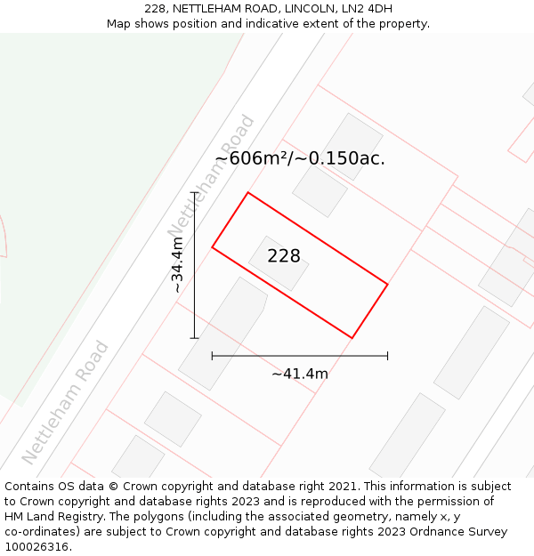 228, NETTLEHAM ROAD, LINCOLN, LN2 4DH: Plot and title map