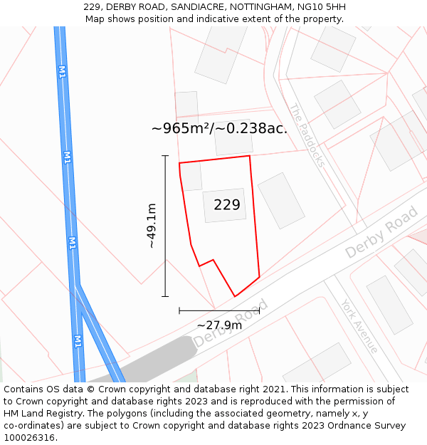 229, DERBY ROAD, SANDIACRE, NOTTINGHAM, NG10 5HH: Plot and title map