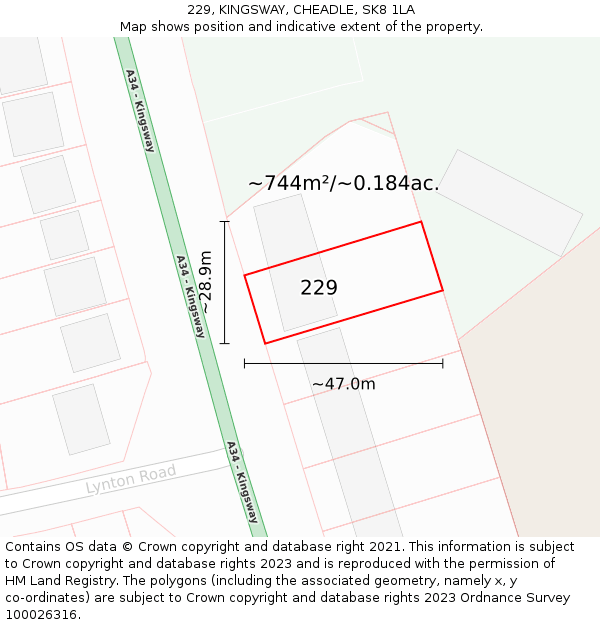 229, KINGSWAY, CHEADLE, SK8 1LA: Plot and title map