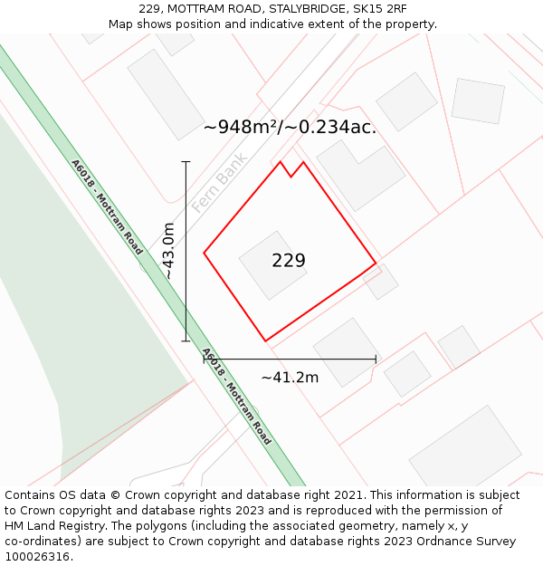 229, MOTTRAM ROAD, STALYBRIDGE, SK15 2RF: Plot and title map
