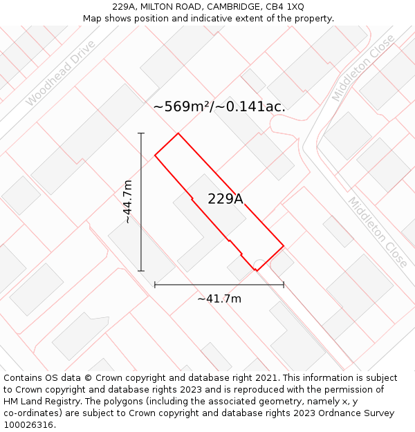 229A, MILTON ROAD, CAMBRIDGE, CB4 1XQ: Plot and title map