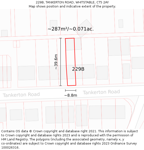 229B, TANKERTON ROAD, WHITSTABLE, CT5 2AY: Plot and title map