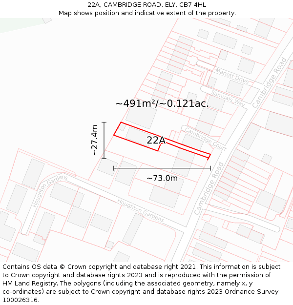 22A, CAMBRIDGE ROAD, ELY, CB7 4HL: Plot and title map