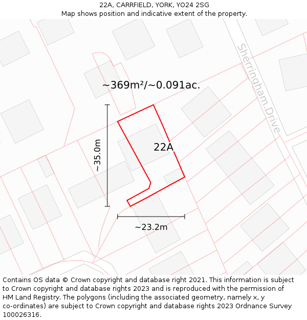 22A, CARRFIELD, YORK, YO24 2SG: Plot and title map