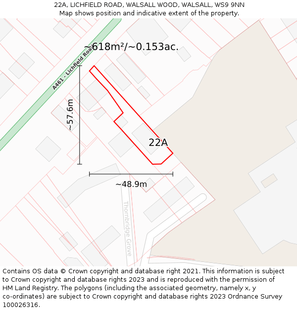 22A, LICHFIELD ROAD, WALSALL WOOD, WALSALL, WS9 9NN: Plot and title map