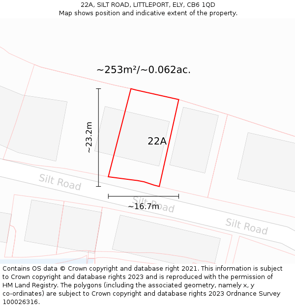 22A, SILT ROAD, LITTLEPORT, ELY, CB6 1QD: Plot and title map