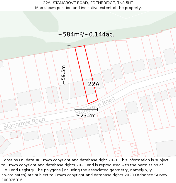 22A, STANGROVE ROAD, EDENBRIDGE, TN8 5HT: Plot and title map