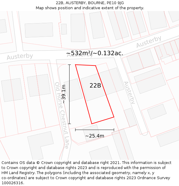 22B, AUSTERBY, BOURNE, PE10 9JG: Plot and title map