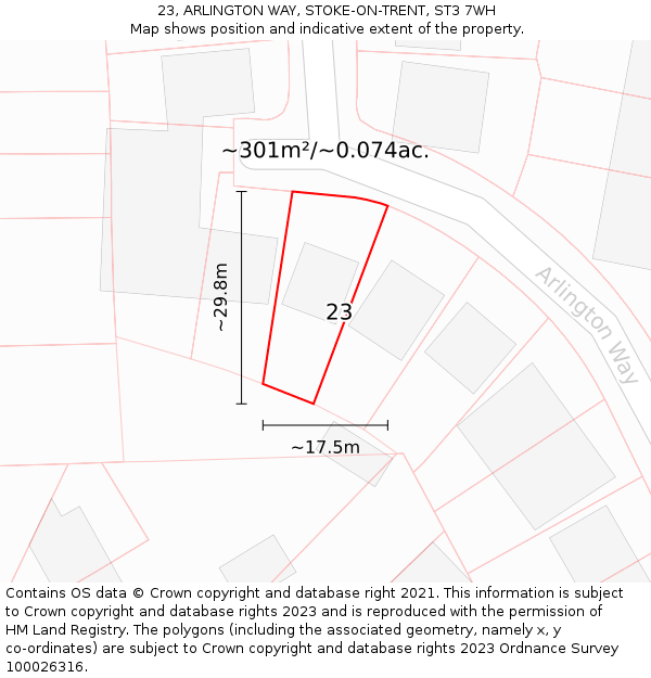 23, ARLINGTON WAY, STOKE-ON-TRENT, ST3 7WH: Plot and title map