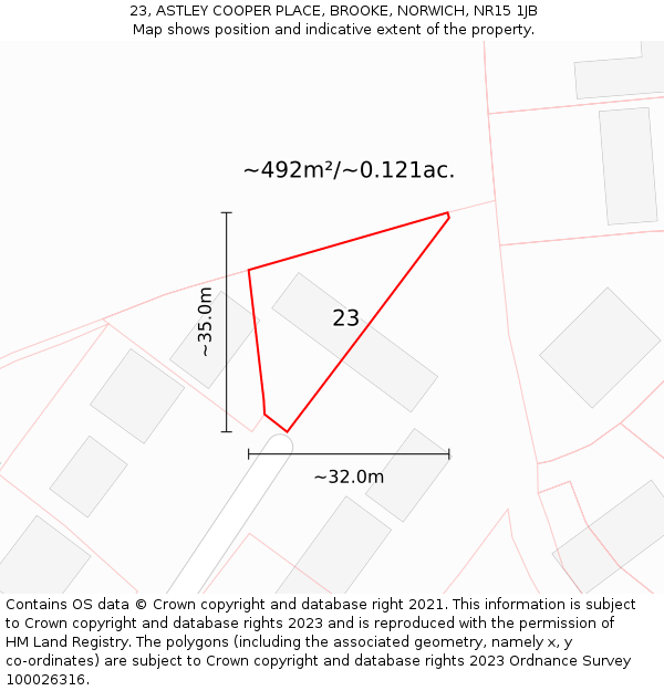 23, ASTLEY COOPER PLACE, BROOKE, NORWICH, NR15 1JB: Plot and title map