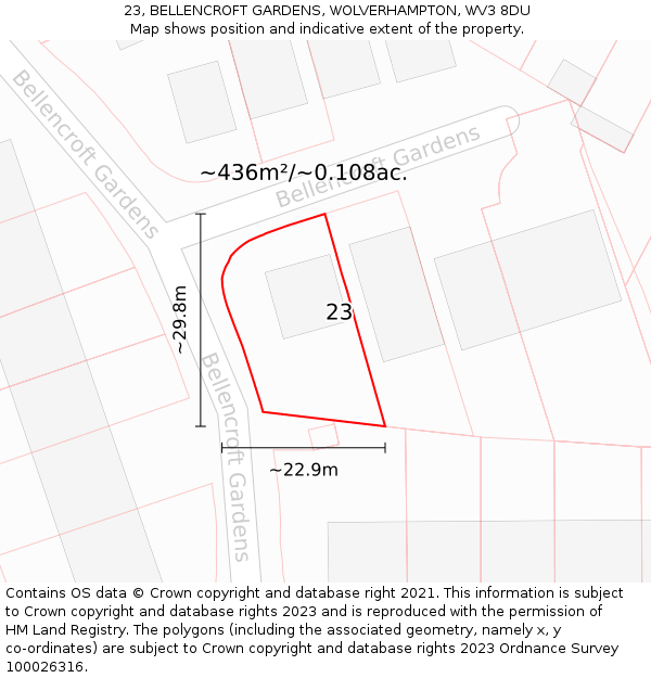 23, BELLENCROFT GARDENS, WOLVERHAMPTON, WV3 8DU: Plot and title map