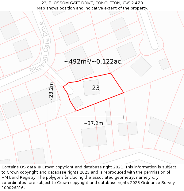 23, BLOSSOM GATE DRIVE, CONGLETON, CW12 4ZR: Plot and title map