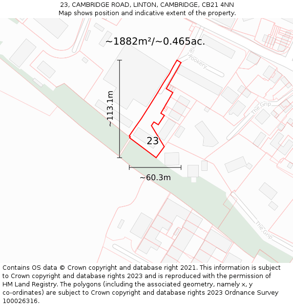 23, CAMBRIDGE ROAD, LINTON, CAMBRIDGE, CB21 4NN: Plot and title map