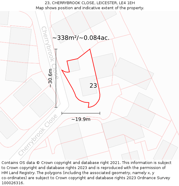 23, CHERRYBROOK CLOSE, LEICESTER, LE4 1EH: Plot and title map