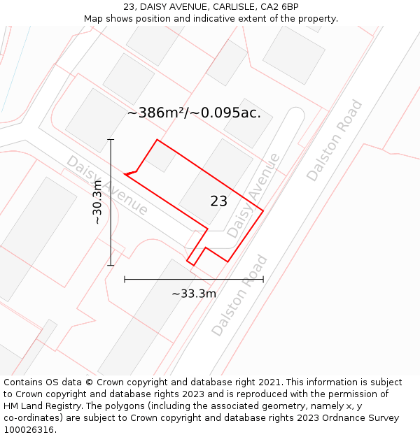 23, DAISY AVENUE, CARLISLE, CA2 6BP: Plot and title map