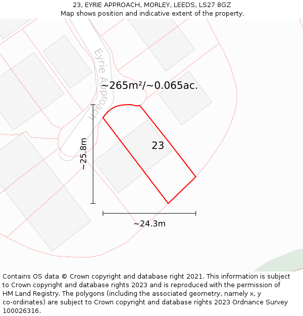23, EYRIE APPROACH, MORLEY, LEEDS, LS27 8GZ: Plot and title map