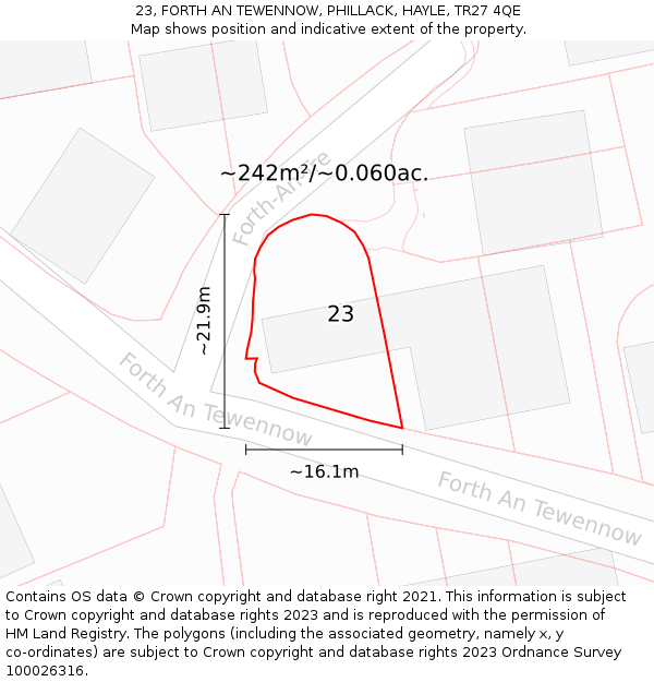 23, FORTH AN TEWENNOW, PHILLACK, HAYLE, TR27 4QE: Plot and title map
