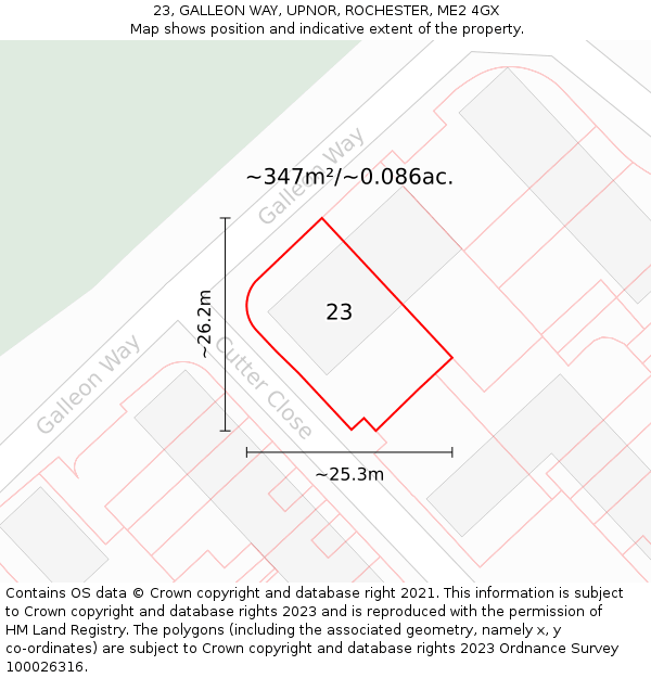 23, GALLEON WAY, UPNOR, ROCHESTER, ME2 4GX: Plot and title map