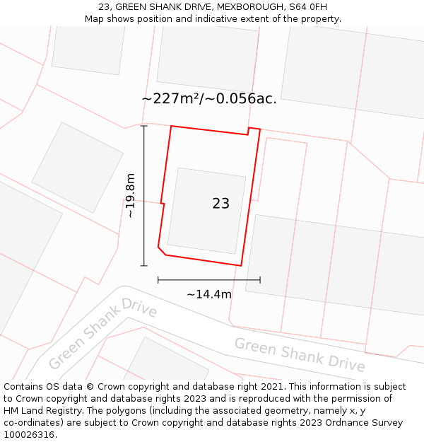 23, GREEN SHANK DRIVE, MEXBOROUGH, S64 0FH: Plot and title map