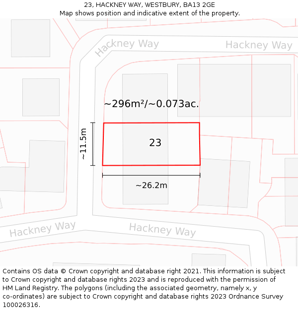 23, HACKNEY WAY, WESTBURY, BA13 2GE: Plot and title map