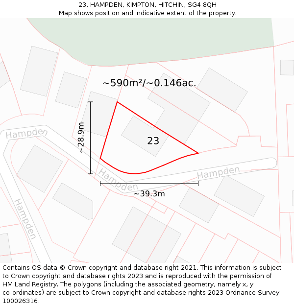 23, HAMPDEN, KIMPTON, HITCHIN, SG4 8QH: Plot and title map