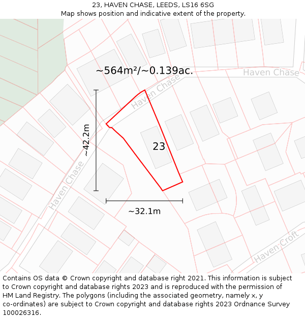 23, HAVEN CHASE, LEEDS, LS16 6SG: Plot and title map