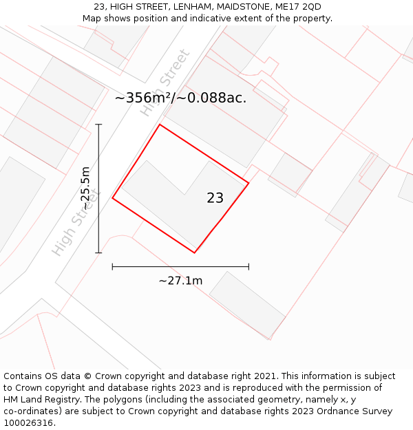 23, HIGH STREET, LENHAM, MAIDSTONE, ME17 2QD: Plot and title map