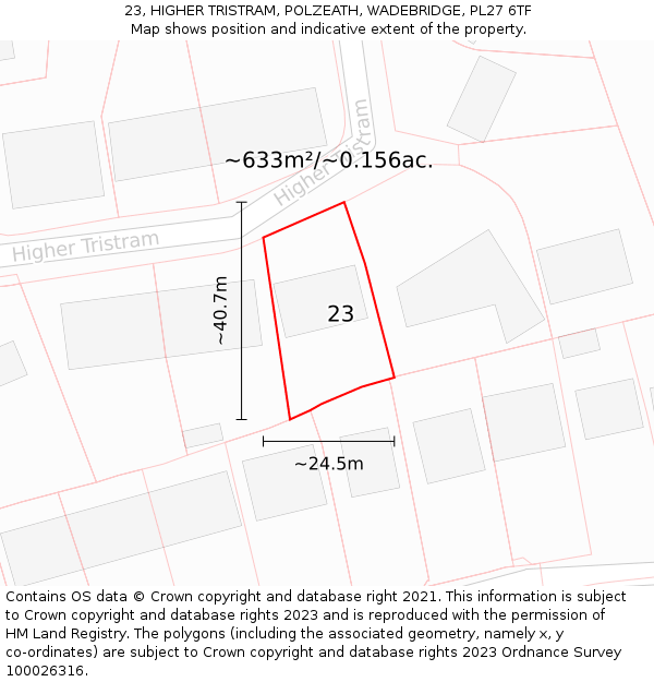 23, HIGHER TRISTRAM, POLZEATH, WADEBRIDGE, PL27 6TF: Plot and title map