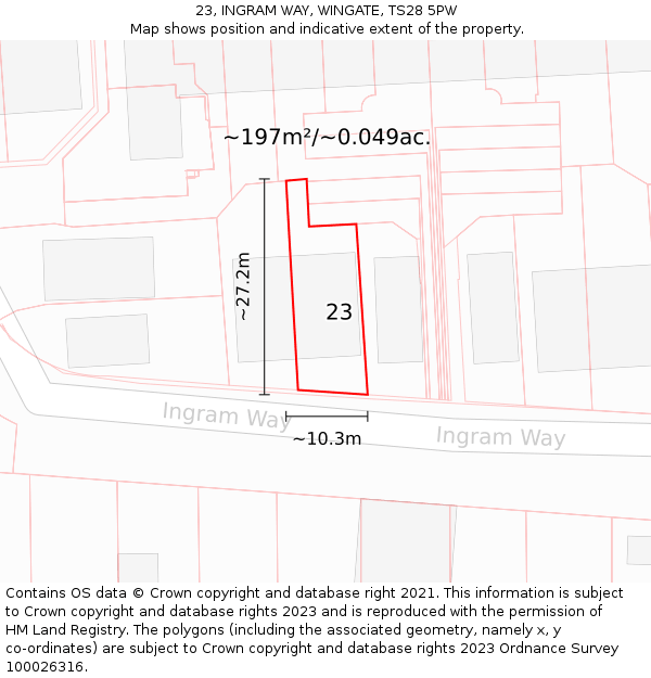 23, INGRAM WAY, WINGATE, TS28 5PW: Plot and title map