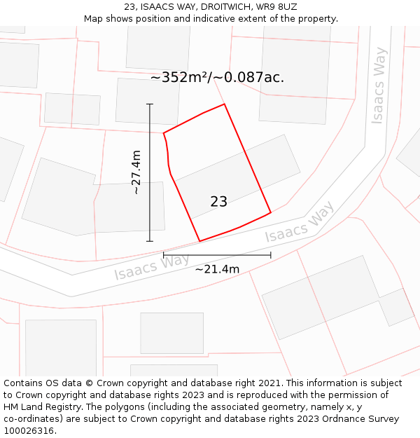 23, ISAACS WAY, DROITWICH, WR9 8UZ: Plot and title map