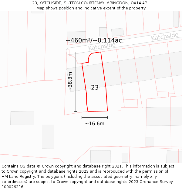 23, KATCHSIDE, SUTTON COURTENAY, ABINGDON, OX14 4BH: Plot and title map