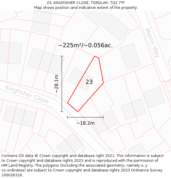 23, KINGFISHER CLOSE, TORQUAY, TQ2 7TF: Plot and title map