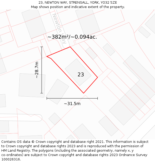 23, NEWTON WAY, STRENSALL, YORK, YO32 5ZE: Plot and title map