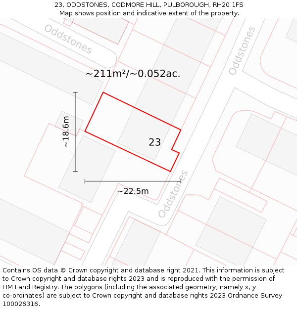 23, ODDSTONES, CODMORE HILL, PULBOROUGH, RH20 1FS: Plot and title map