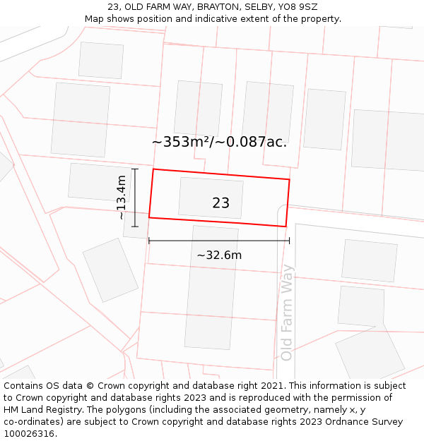23, OLD FARM WAY, BRAYTON, SELBY, YO8 9SZ: Plot and title map