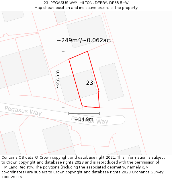 23, PEGASUS WAY, HILTON, DERBY, DE65 5HW: Plot and title map