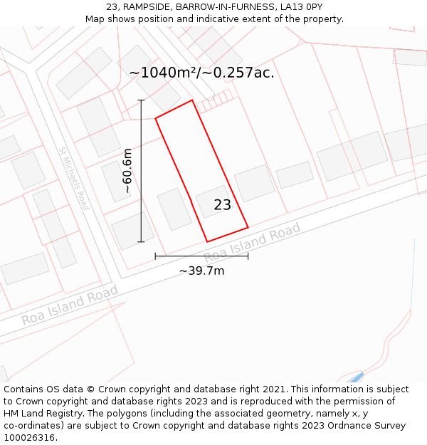 23, RAMPSIDE, BARROW-IN-FURNESS, LA13 0PY: Plot and title map